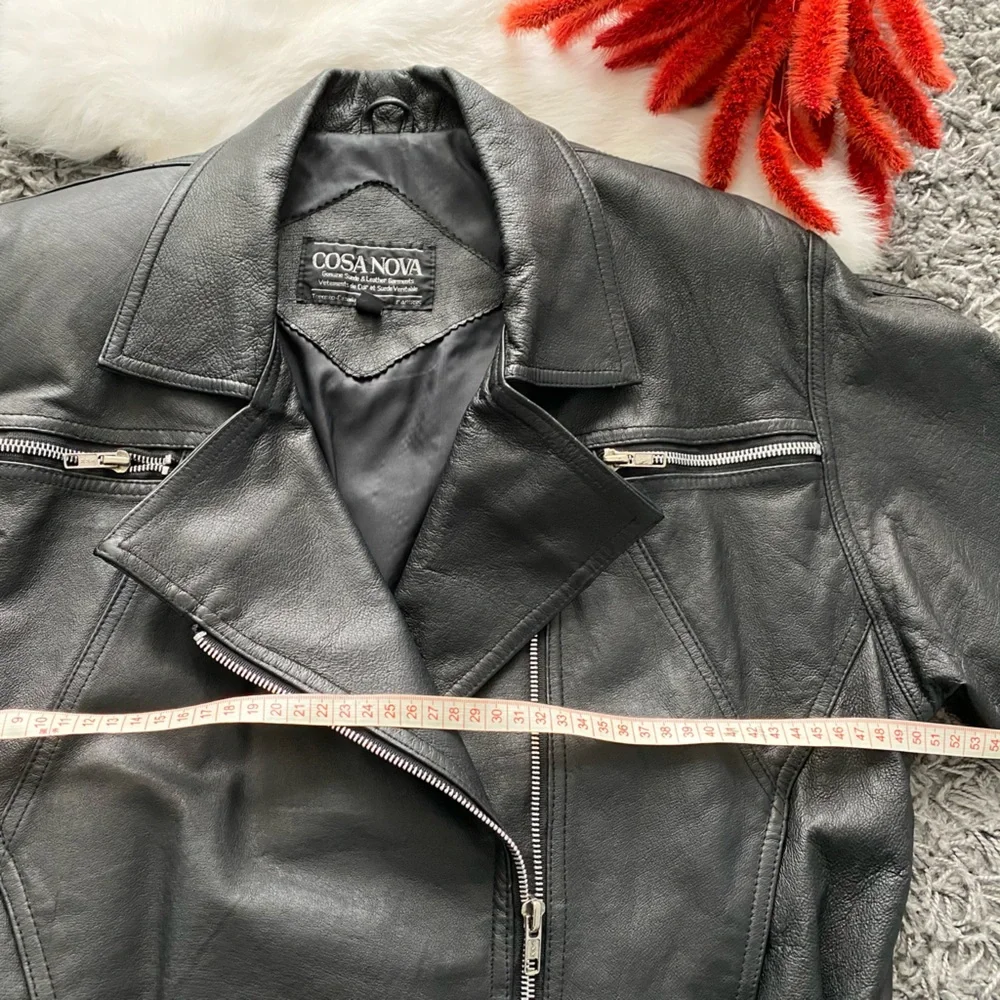 Vintage Cosa Nova Black Leather Biker Jacket - Picture 9 of 12